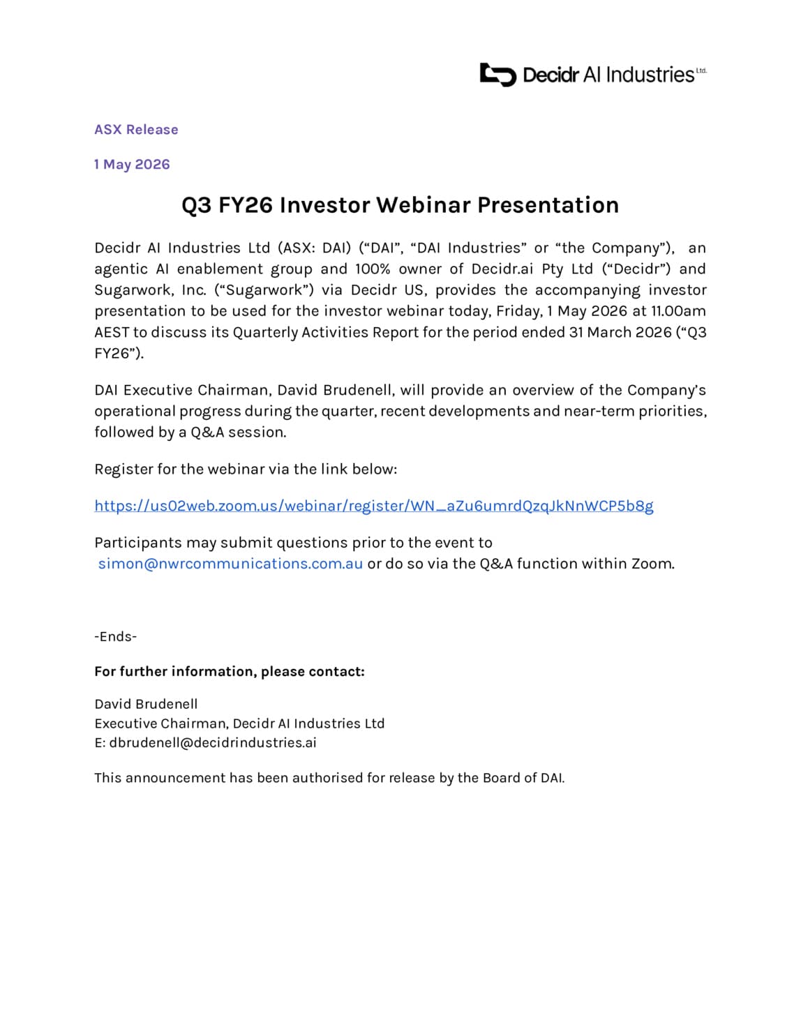 Q3 FY26 Investor Webinar Presentation